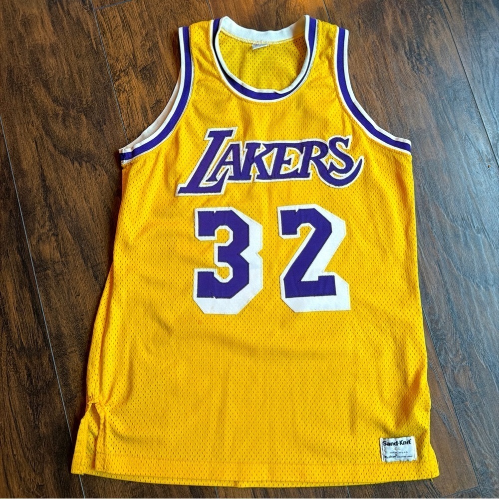 LA lakers #32 Magic Johnson Vintage Sand-knit Jersey size L - 44 (M11)